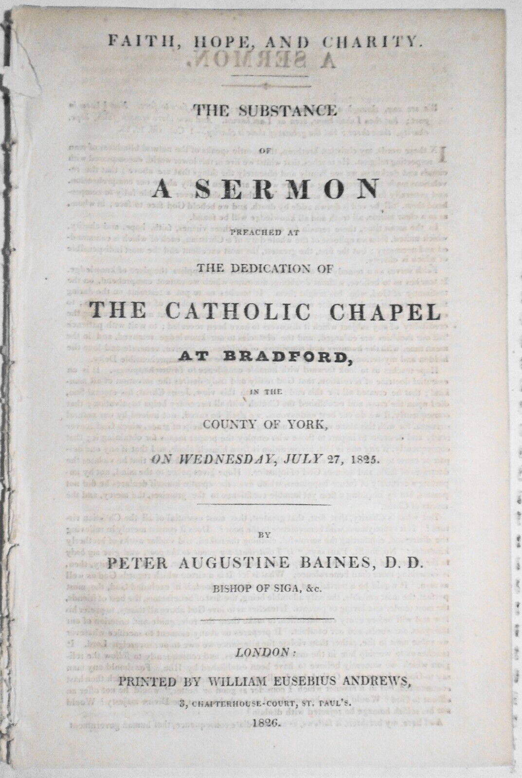 1826 Faith, Hope, and Charity: the Substance of a Sermon Preached... at Bradford