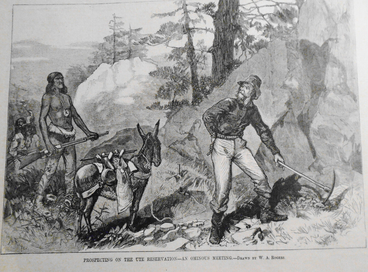 Prospecting On The Ute Reservation - an Ominous Meeting -- Harper's Weekly, 1879