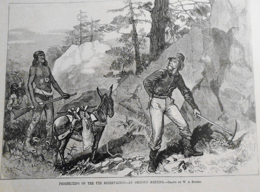 Prospecting On The Ute Reservation - an Ominous Meeting -- Harper's Weekly, 1879
