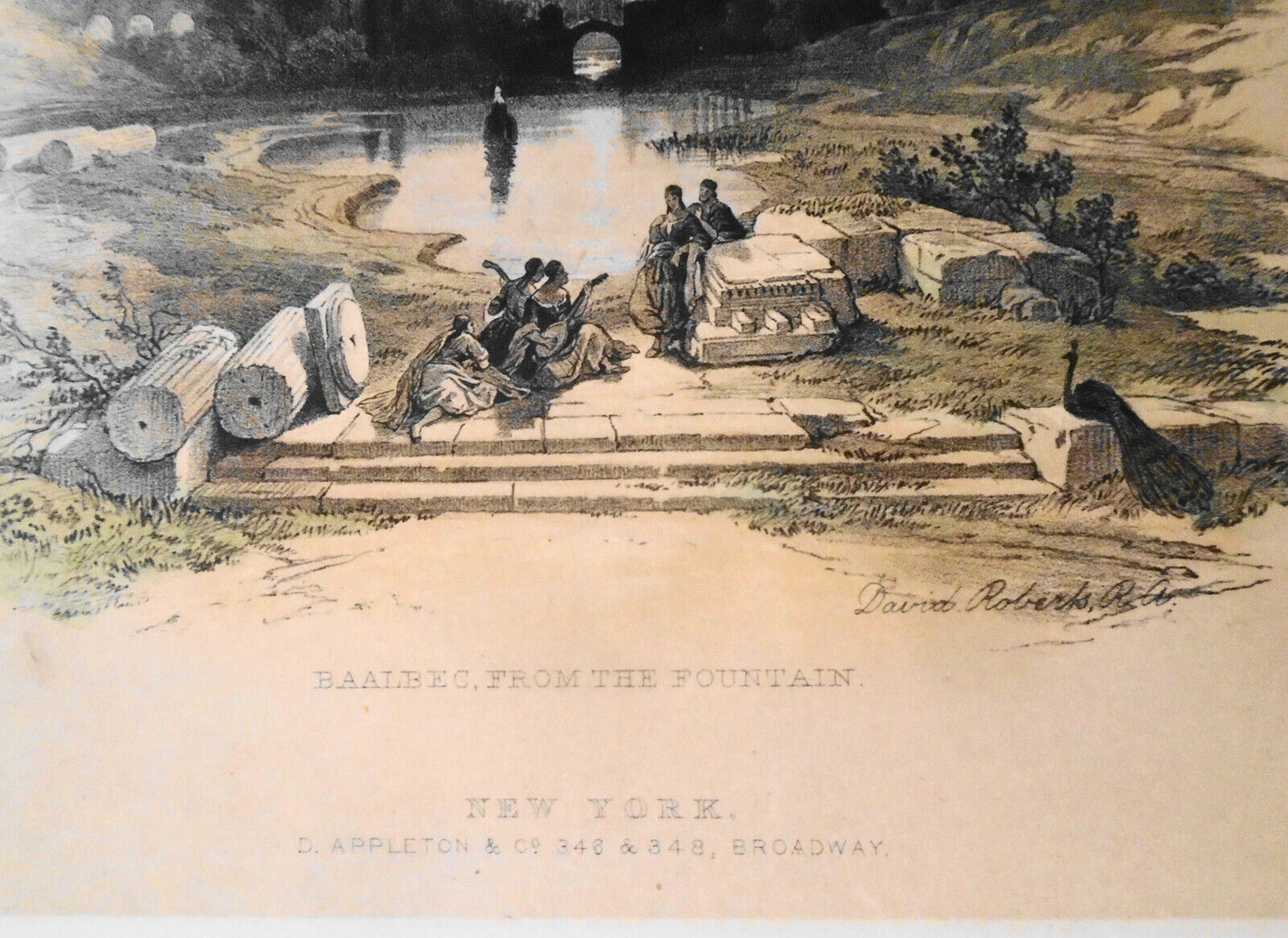 Baalbec, From the Fountain - by David Roberts [1855-1860] Original antique print