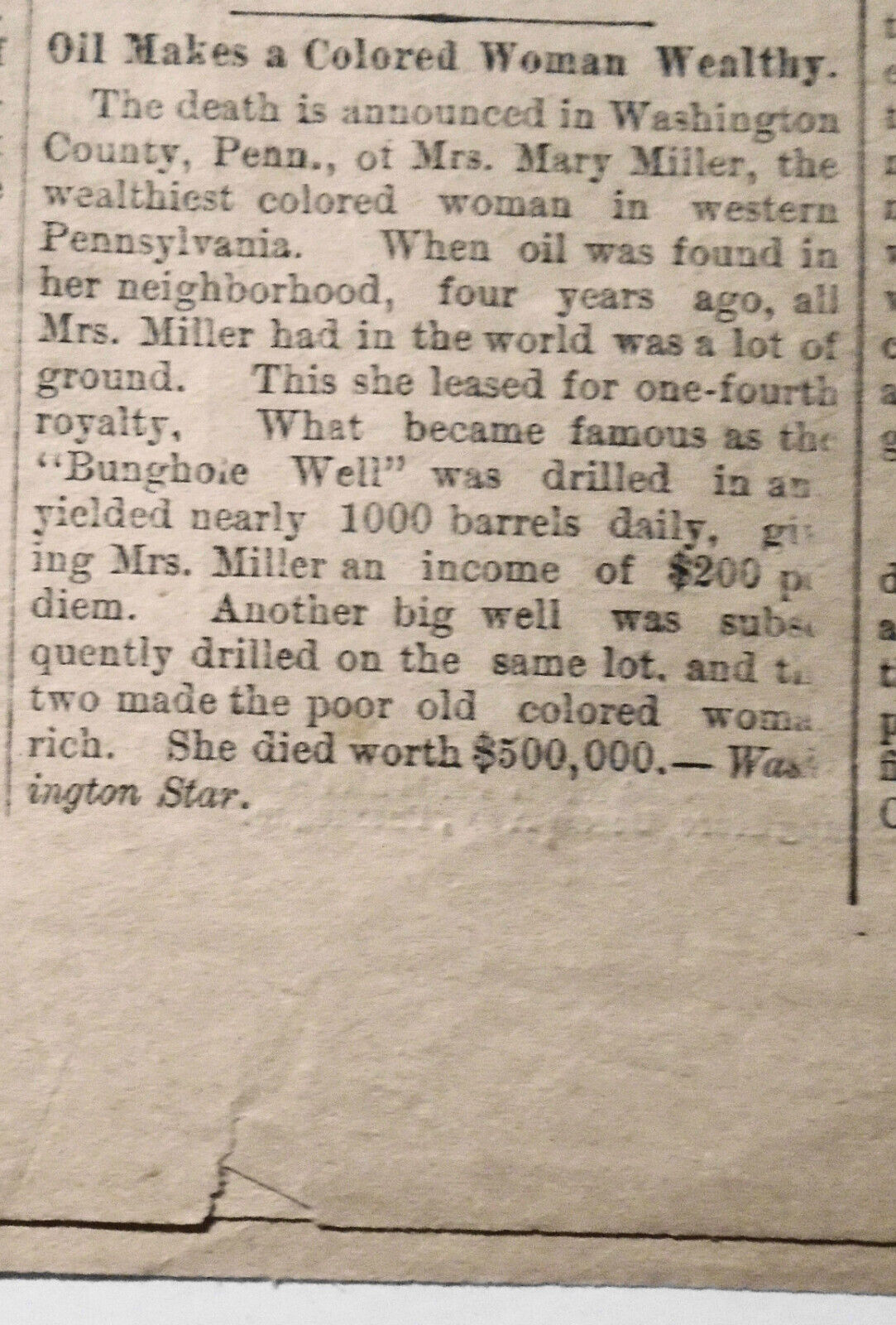 The Suffolk County Argus, 1890 - Lynching, murders, oil rich colored woman, etc.