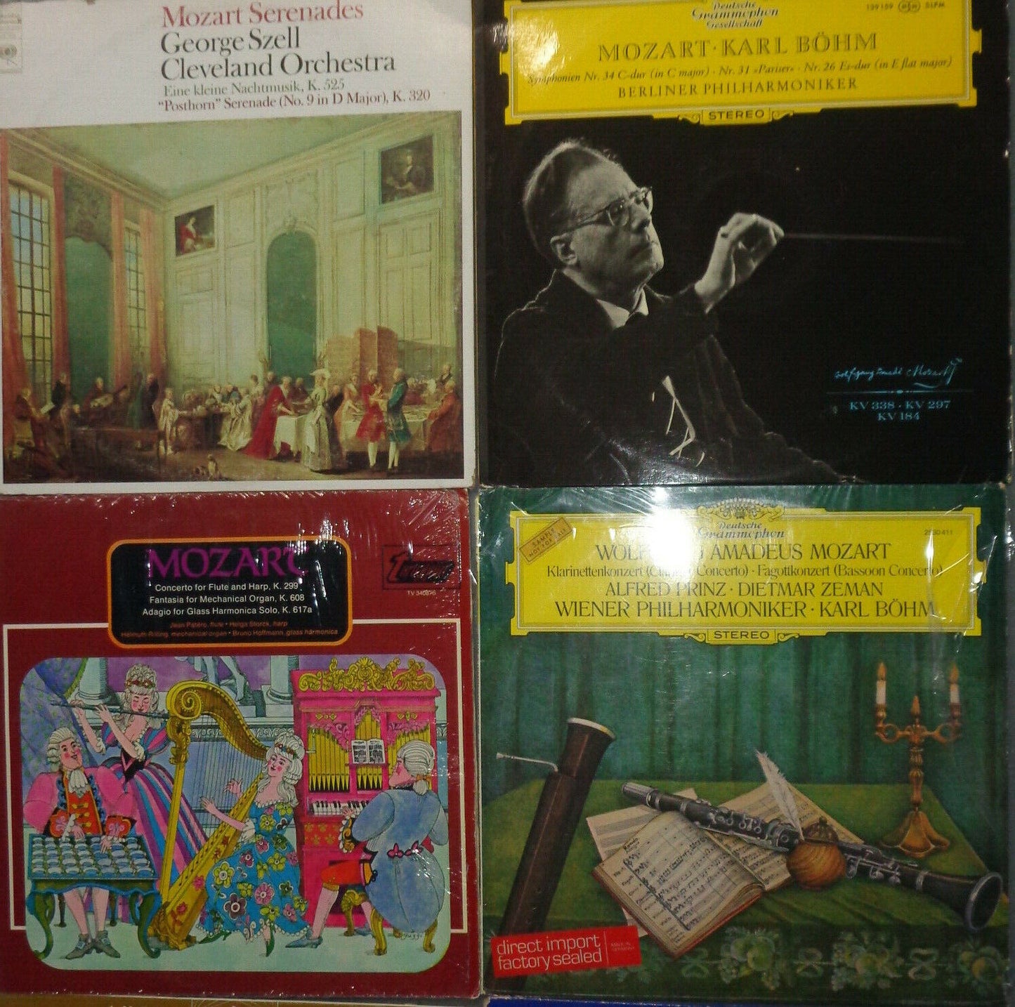 16 Mozart  LPs Lot : Dorati, Colin Davis, Oistrakh, Szell, Bohm, Mehta Klemperer