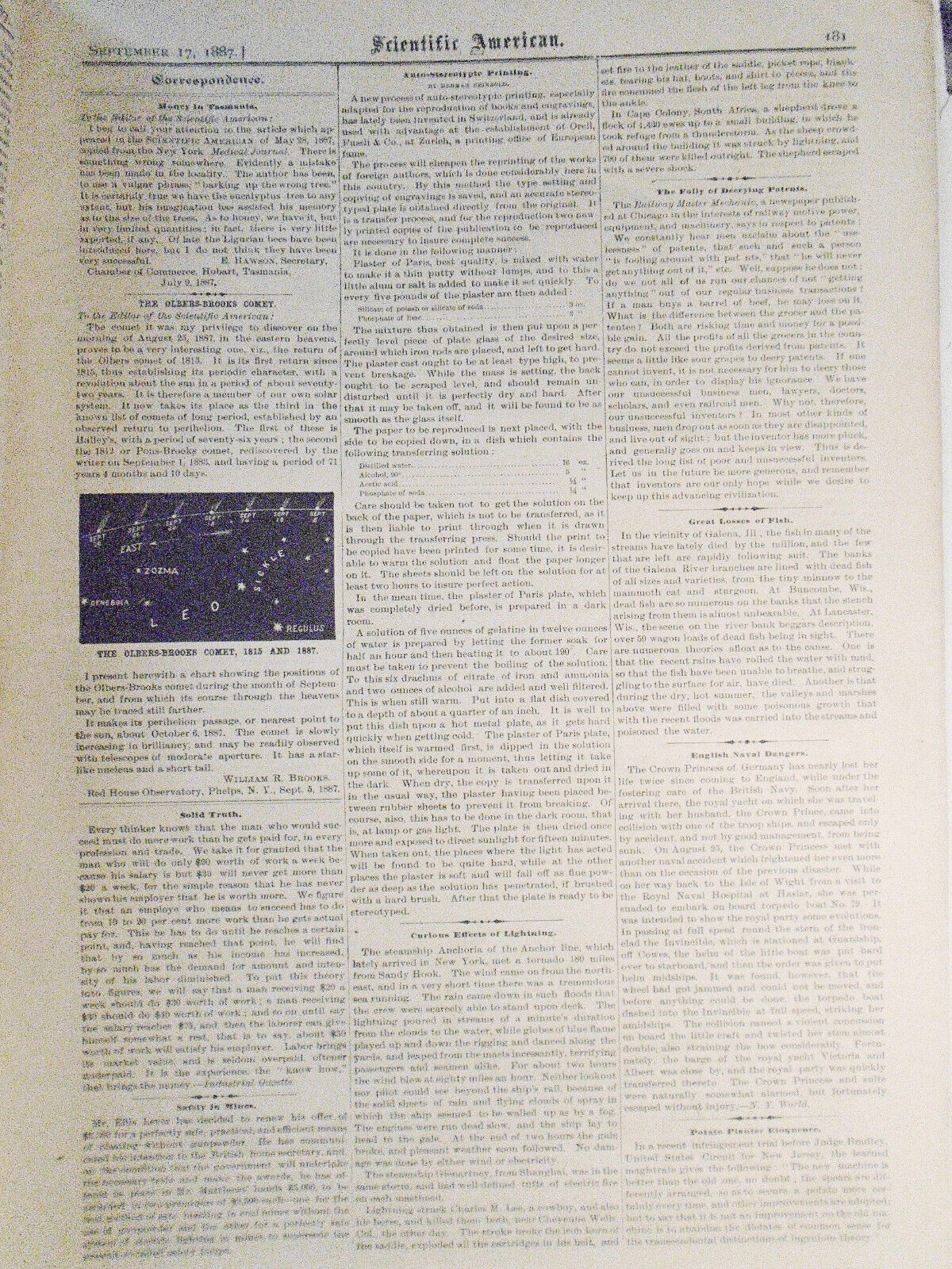Scientific American, Sept. 17, 1887 - Thomas Edison's New Lab; Chicago War Ship