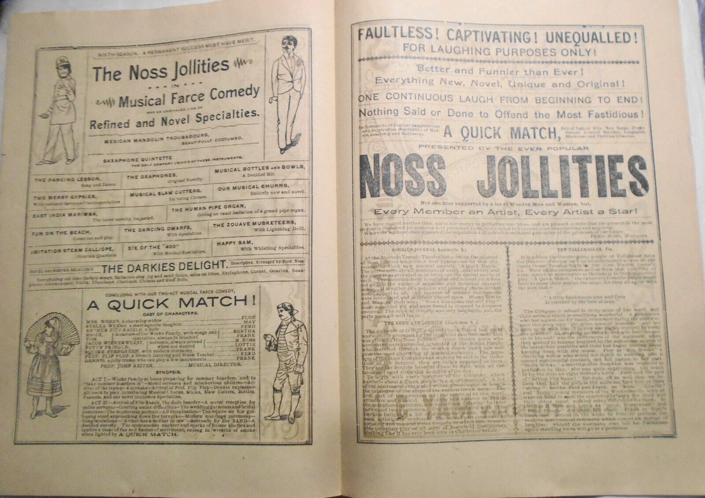 1893 Noss Family in Musical Comedy program - Elyria Opera House, Ohio