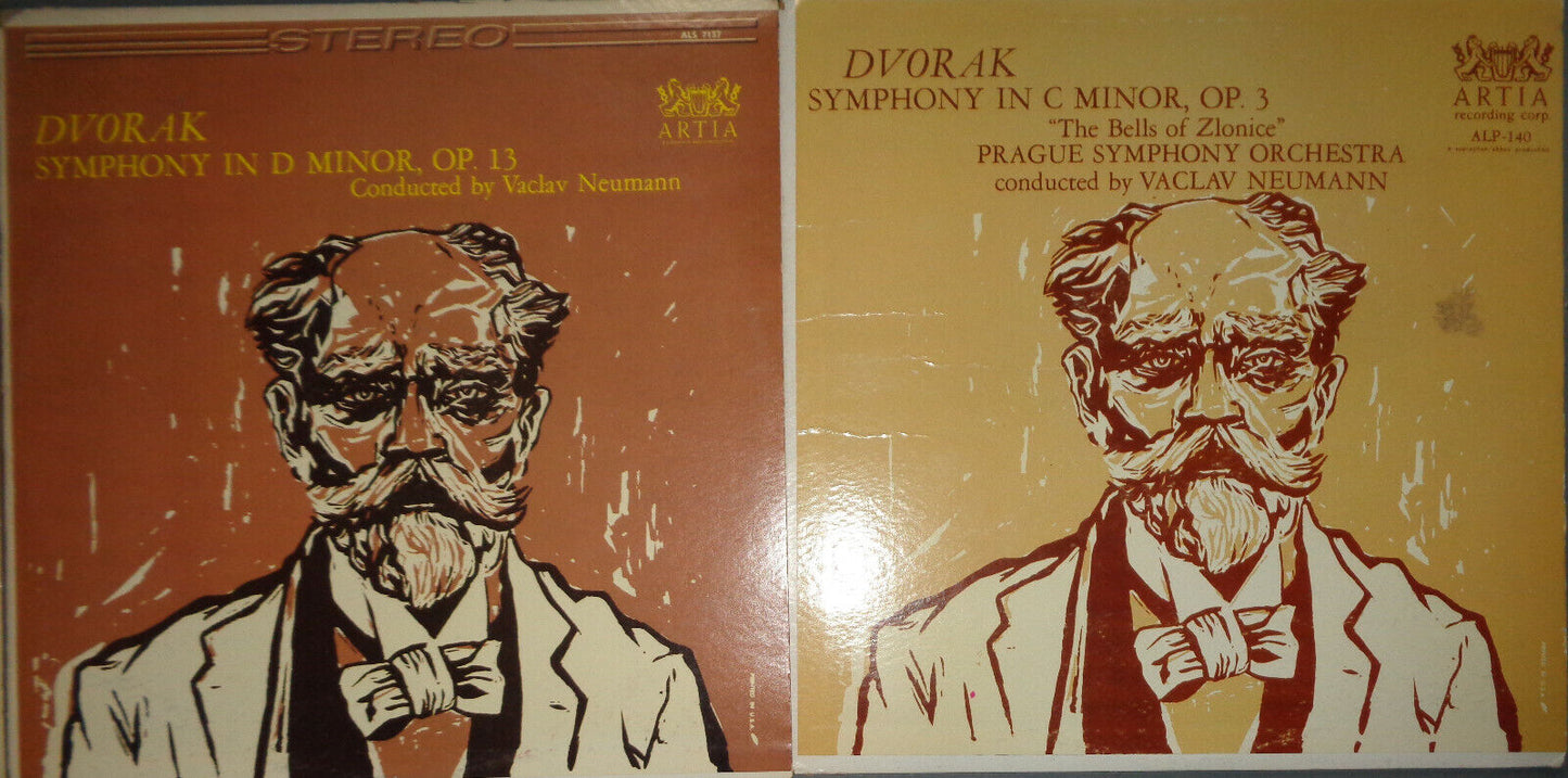 12 Dvorak LPs: Prague Neumann (2) Kubelik (2) Toscanini (2) Kertesz Rostropovich