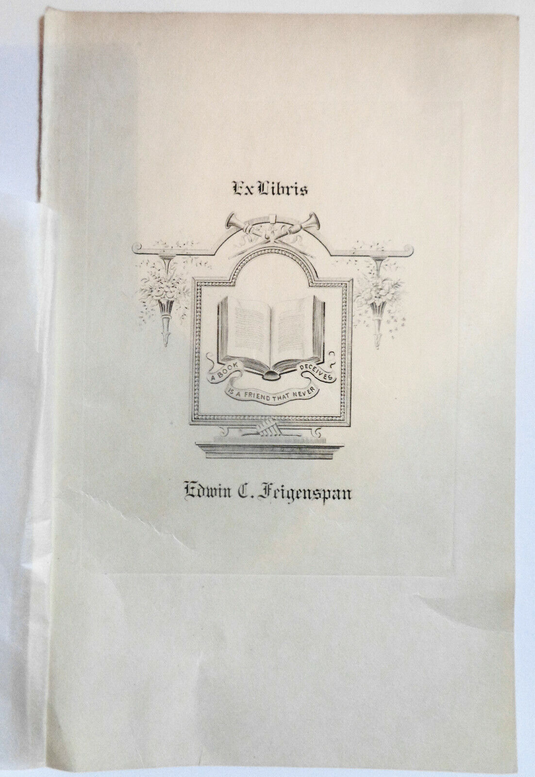 Edwin C. Feigenspan Ex Libris Bookplate