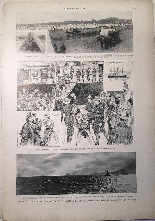 Off For Manila - Departure from San Francisco -  Harper's Weekly, June 11, 1898