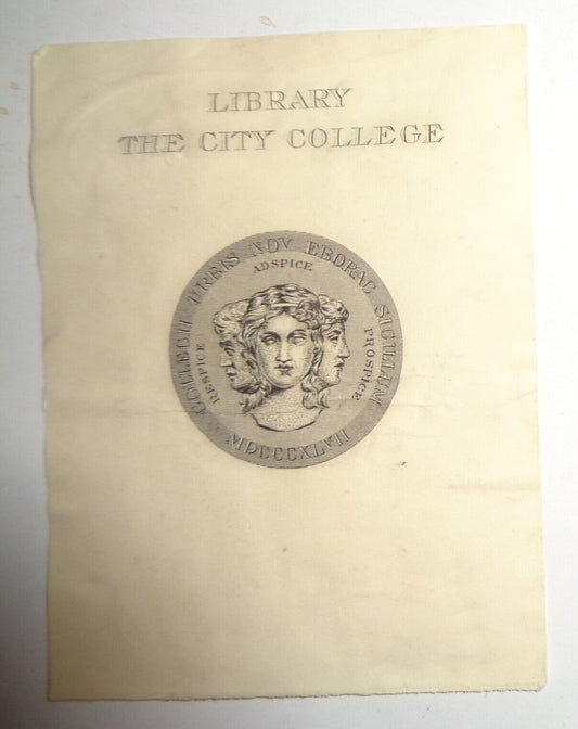 Library The City College (New York) Ex Libris Bookplate 1890's