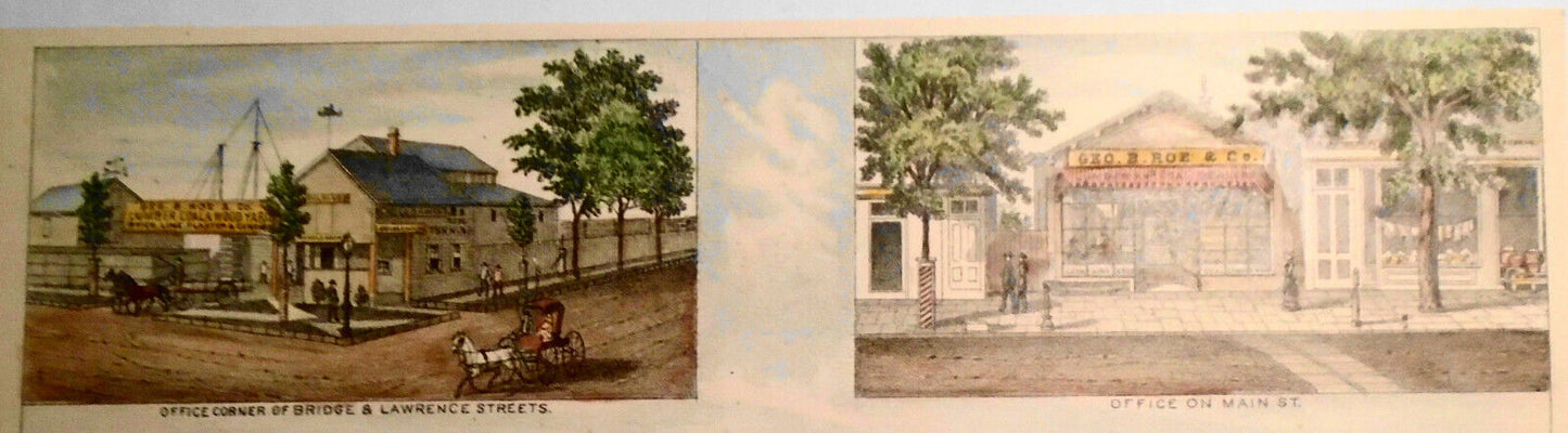 1882 Lumber and Coal Yard of Geo. B. Roe, Flushing New York - Willets Lithograph