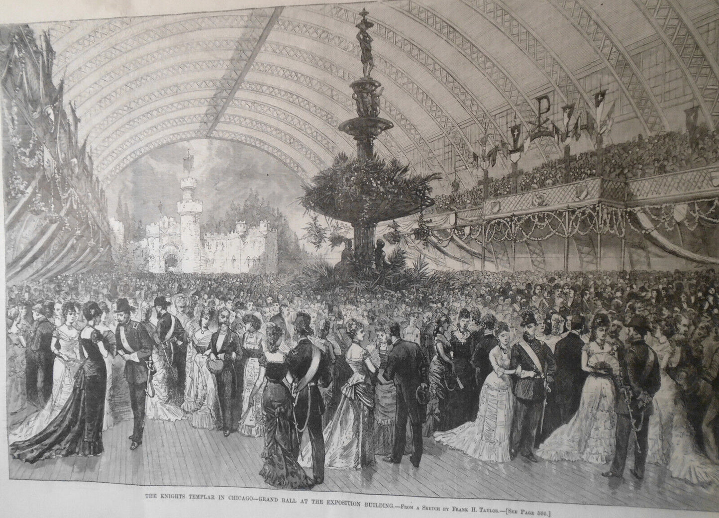 1880 Knights Templar in Chicago : Grand Ball & Camp de Molai - 2 original prints