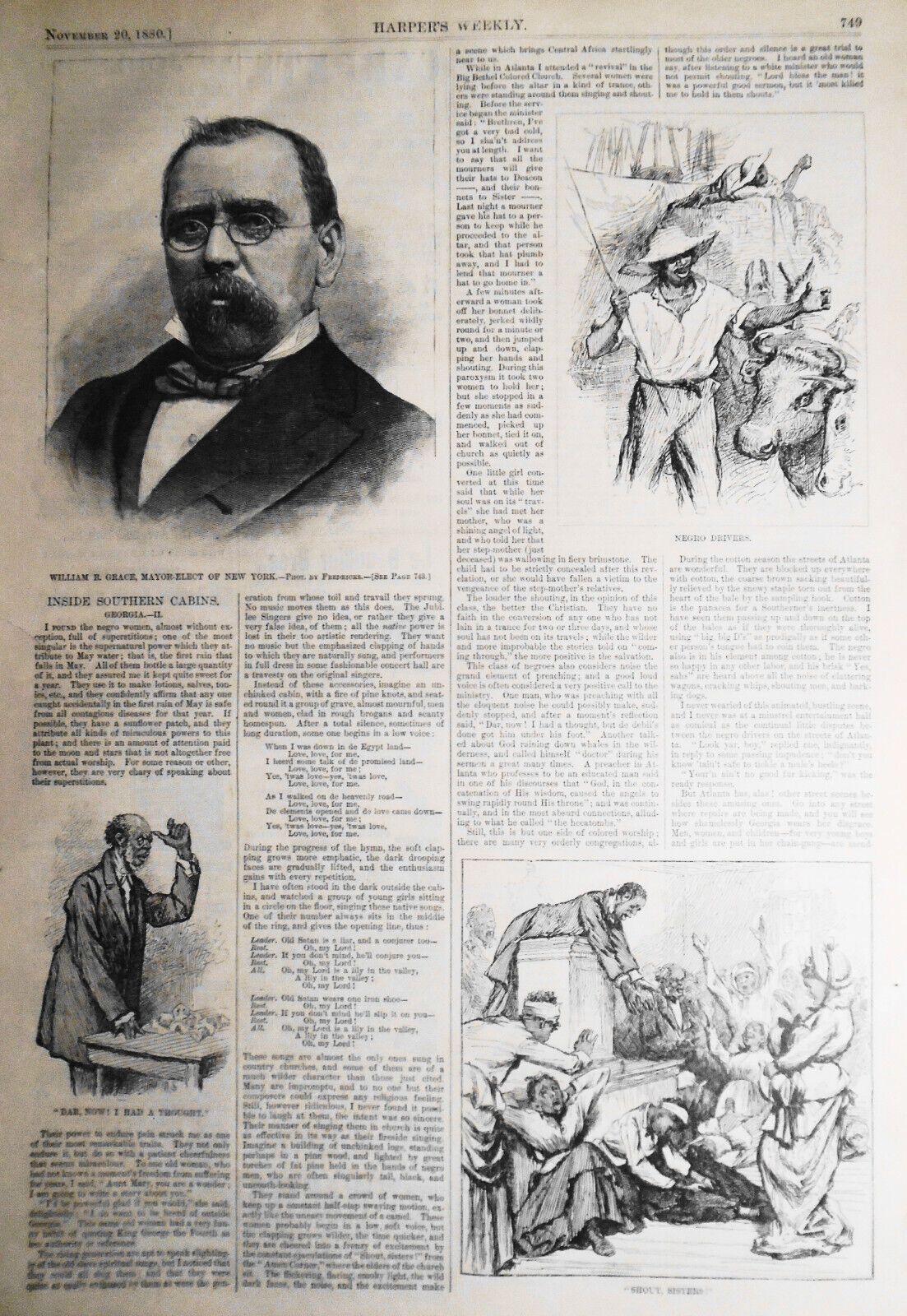 Inside Southern Cabins - 4 series of prints & stories in Harper's Weekly, 1880