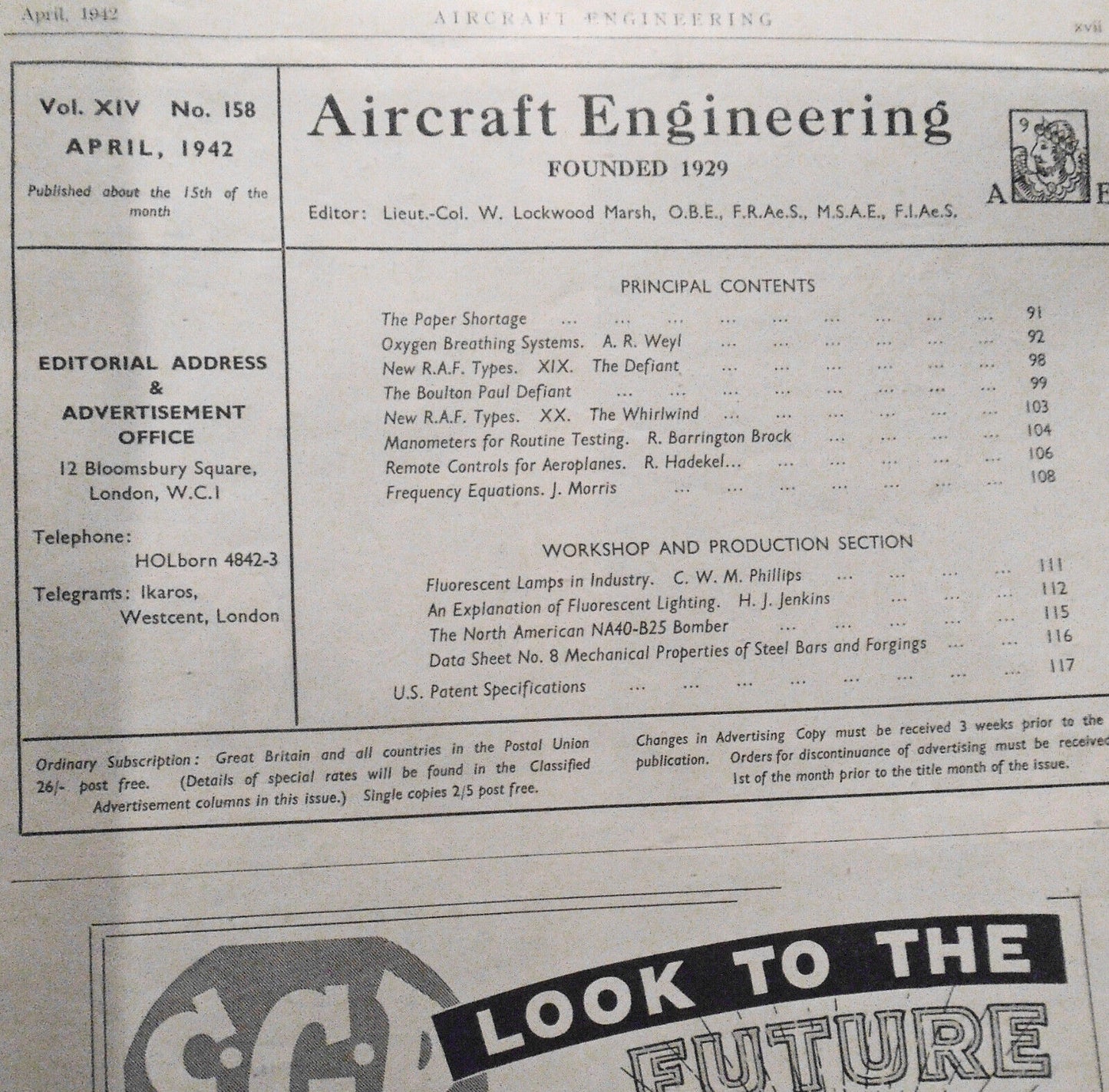 1942 Aircraft Engineering magazine - six issues - April to November