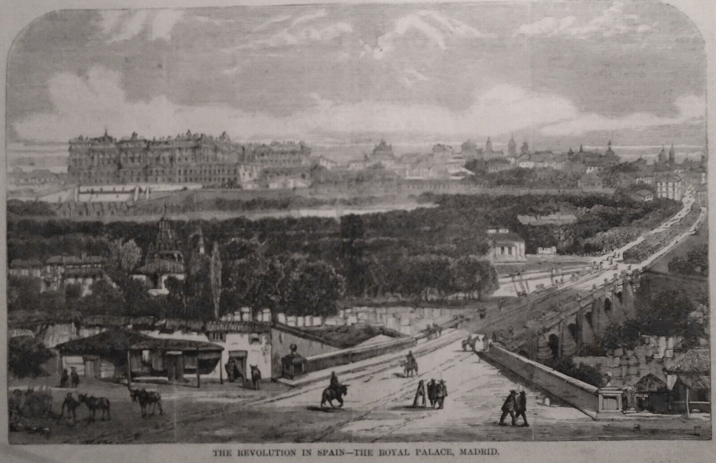 The Revolution In Spain, the Royal Palace Madrid - Harper's Weekly 1868 original