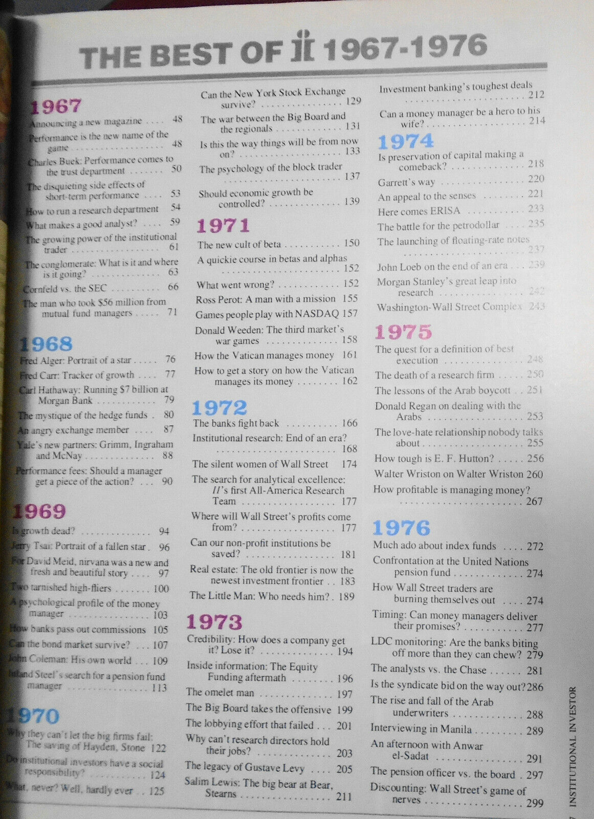 Institutional Investor,  March 1977. Tenth Anniversary Limited Edition Issue