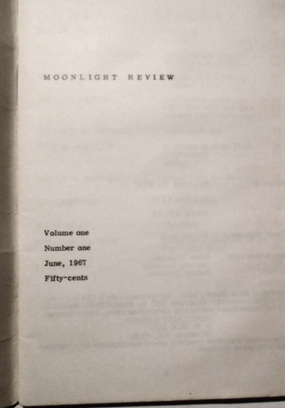 Moonlight Review, Vol.1, No. 1, 1967. English teachers' poetry & prose writings