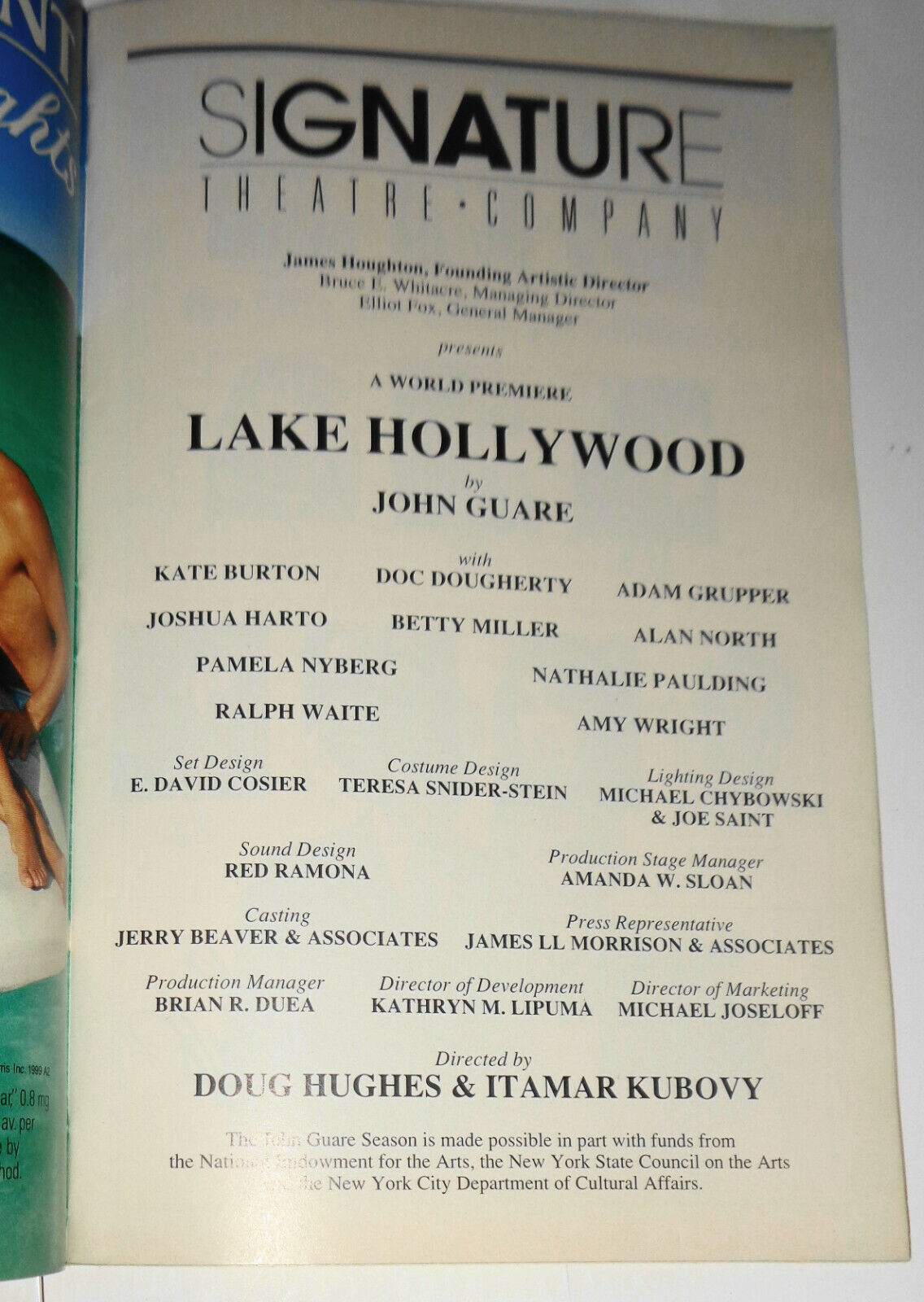 Lake Hollywood - Playbill - May 1999 -- Signature Theatre Company, New York.