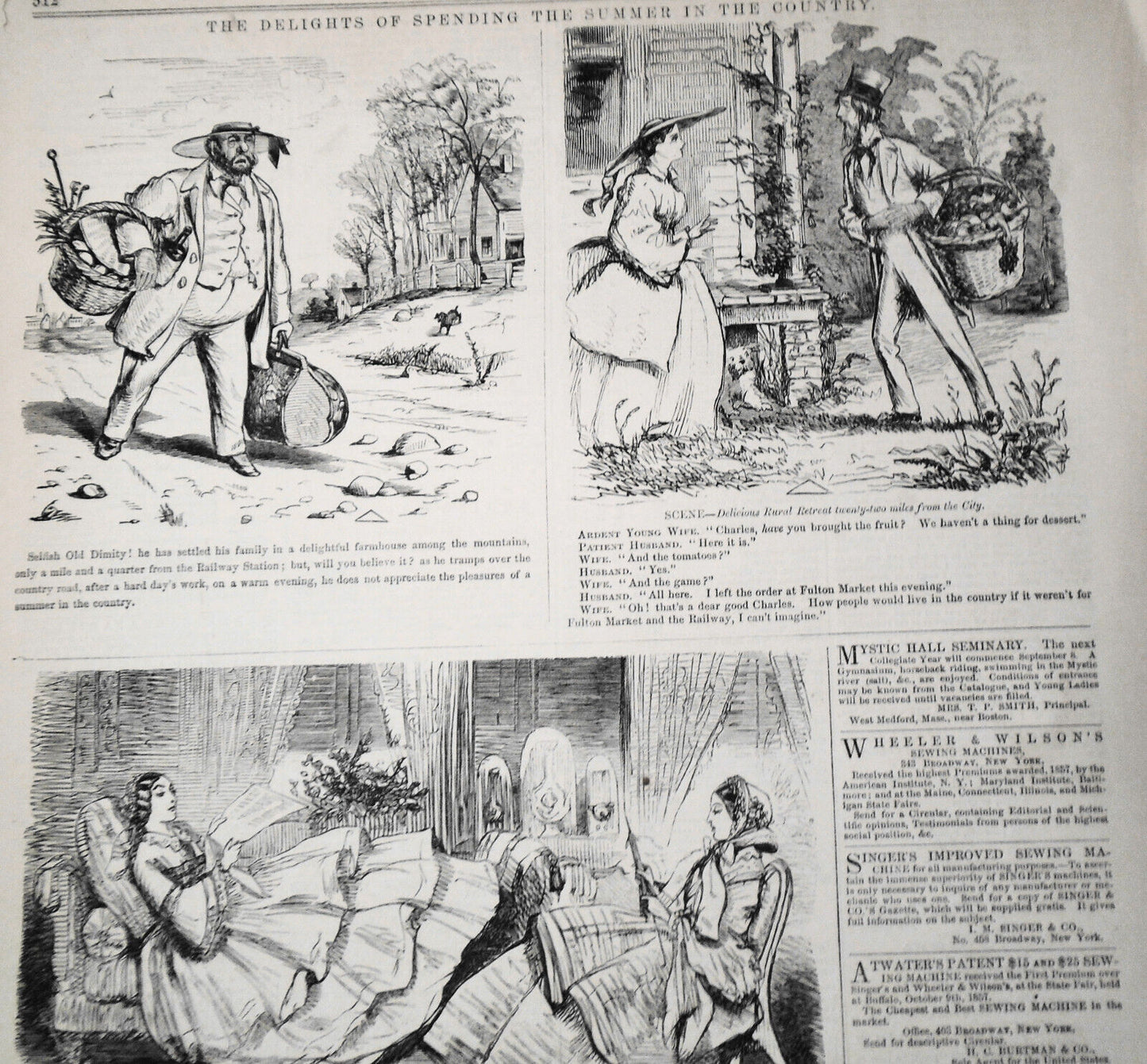 The Delights of Spending the Summer in the Country -- Harper's Weekly, 1858