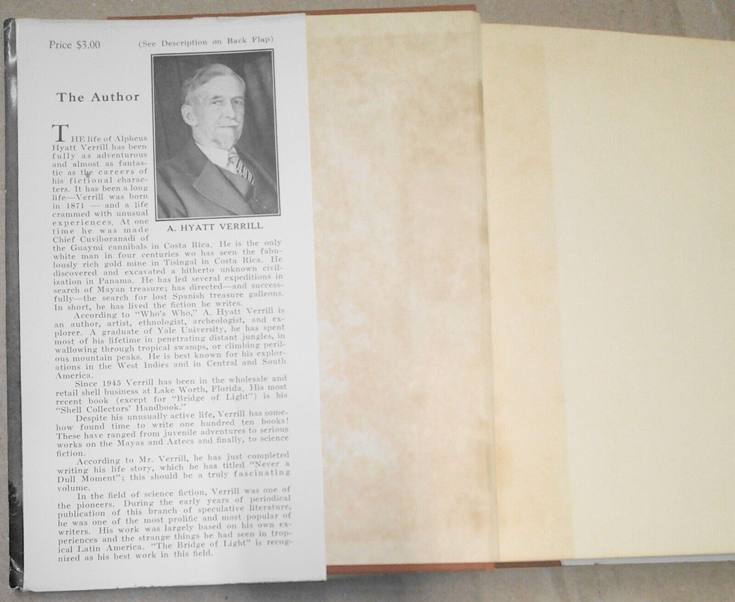 A. Hyatt Verrill - The Bridge of Light - First Edition, 1950. Hardcover/DJ