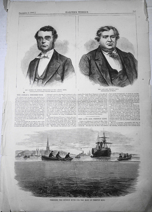 Jamaica Insurrection & Riots / Preston King Suicide - Harper's Weekly, 1865