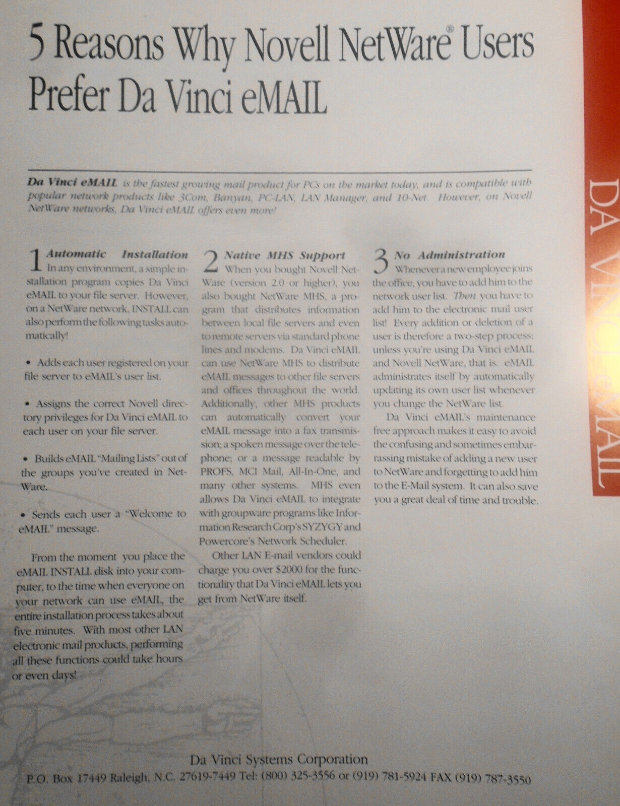 Take a look at Da Vinci eMail - 1990 Press Kit