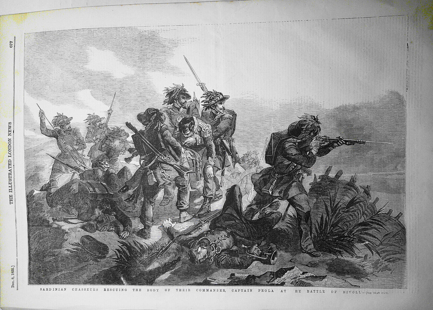 1855 Sardinian Chasseurs Rescuing the Body of Commander Captain Prola, at Rivoli