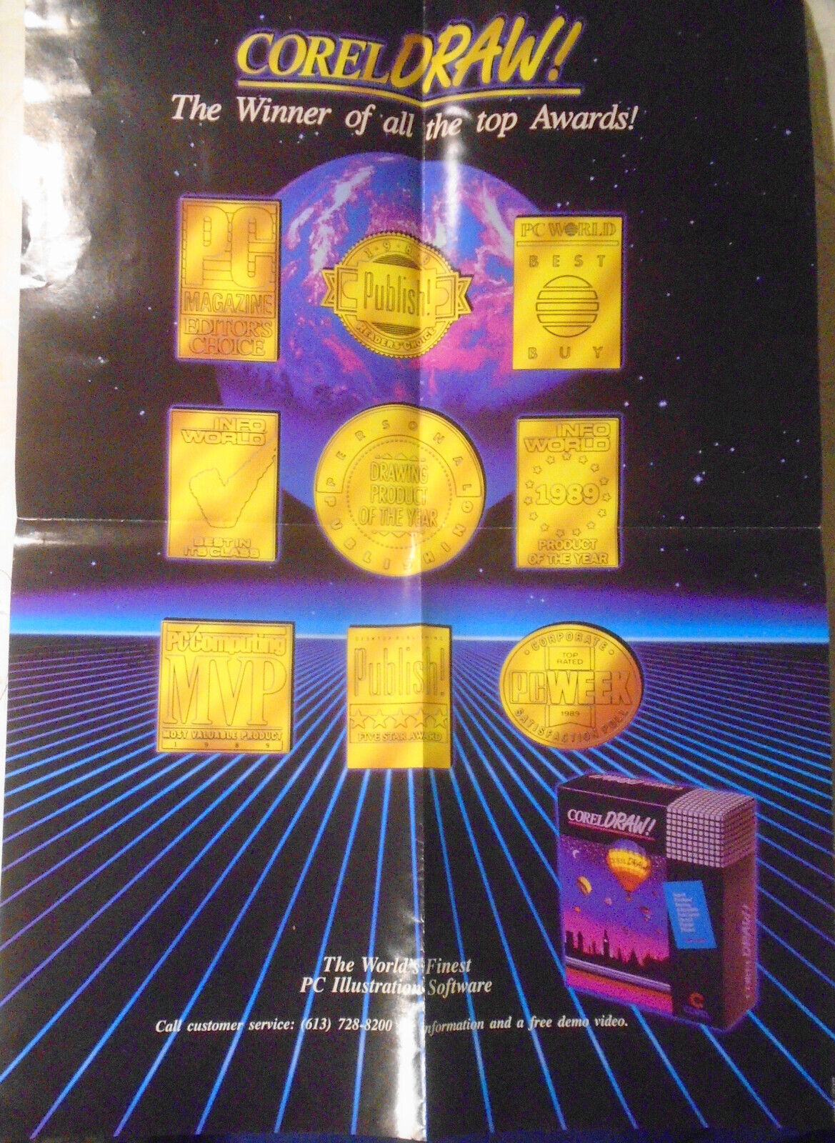 1989 CorelDRAW! Poster (24x17")  - "The Winner of all the Top Awards" Original