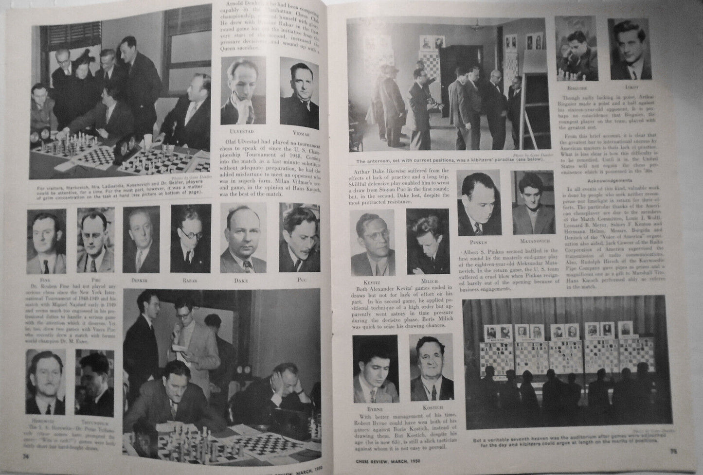 Chess Review, March 1950.  Arnold Denker On Cover.