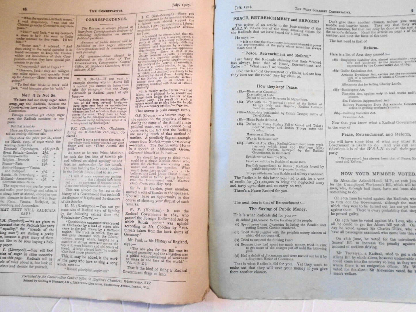 1905 West Somerset Liberal vs. Conservative dueling Publications July '05
