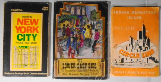 3 vintage New York City Guides - Lower East Side, Circle Cruise,  Pocket Map