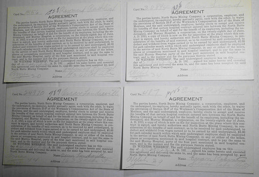 1923 Agreements to waive provisions of the Workmen's Compensation Act, Butte MT