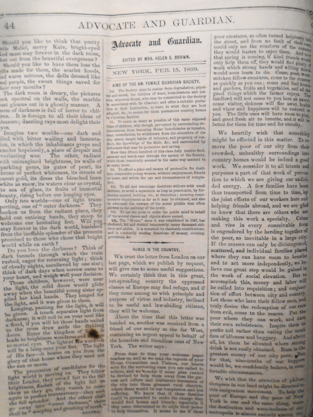 1869 Lot of 3 issues of  Advocate and Family Guardian