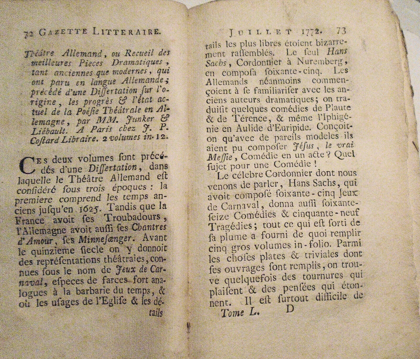 Gazette litteraire de l'Europe, Julliet 1772 - Vol. 50. No. 7. Original