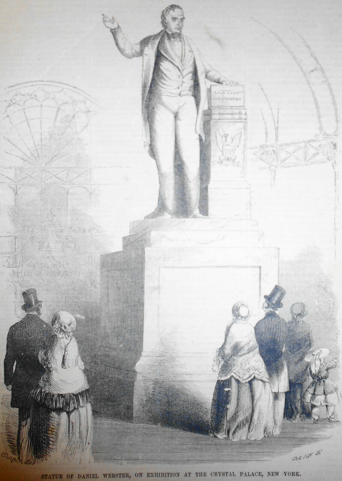 Carew's Statue Of Daniel Webster - 2 prints & story - Gleason's 1850s