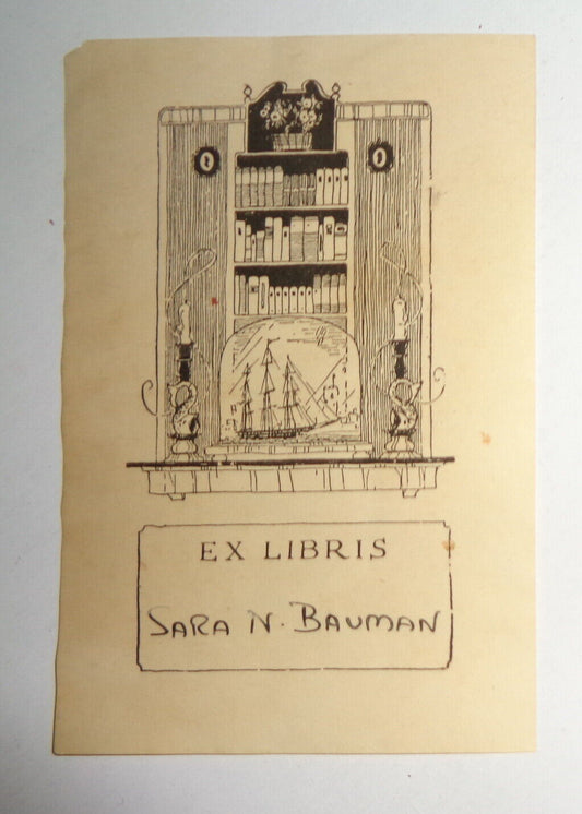 Sara N. Bauman - Ex Libris Bookplate - early 1900s