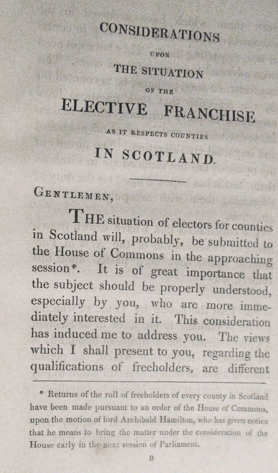 1821 Considerations Upon the situation of the Elective Franchise ... in Scotland