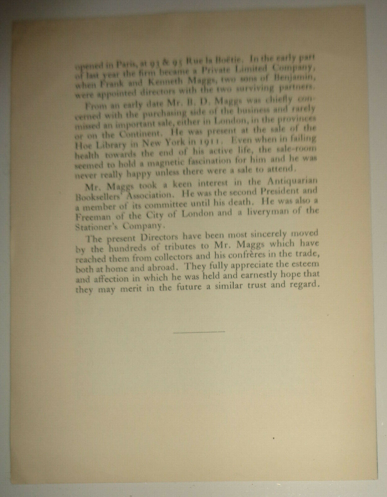 Benjamin Dawson Maggs : 1862-1935, Ob. October 4th, 1935.