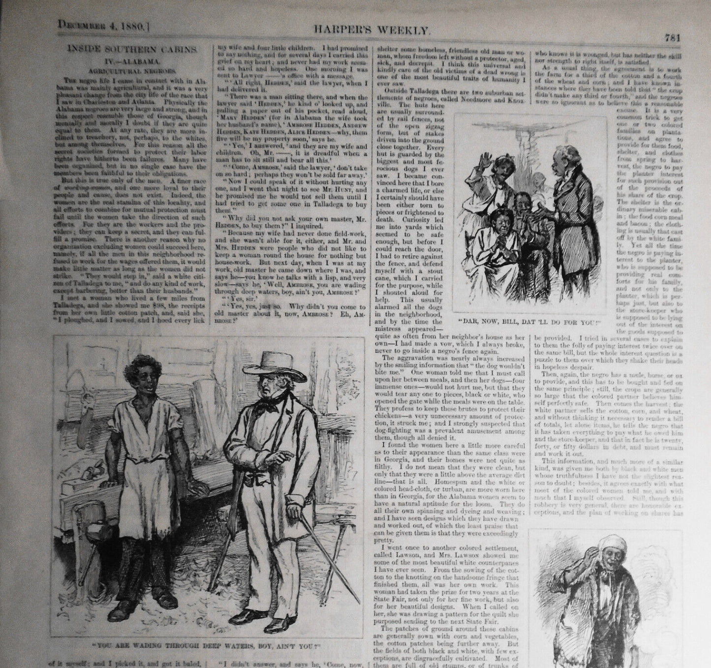 Inside Southern Cabins - 4 series of prints & stories in Harper's Weekly, 1880