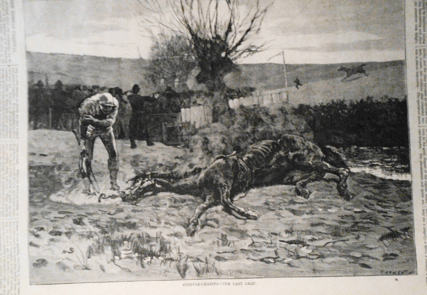 STEEPLE-CHASING - Two original prints from Harper's Weekly, April 25, 1874