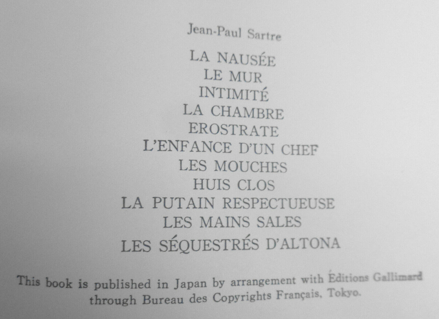 Jean-Paul Sartre - サルトル / Sarutoru. [In Japanese]. Shincho sekai bungaku, 47.