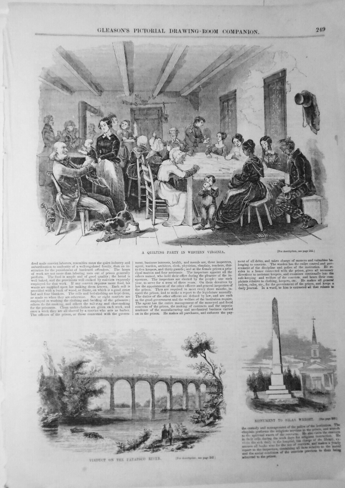 A Quilting Party In Western Virginia  - Gleason's 1850's