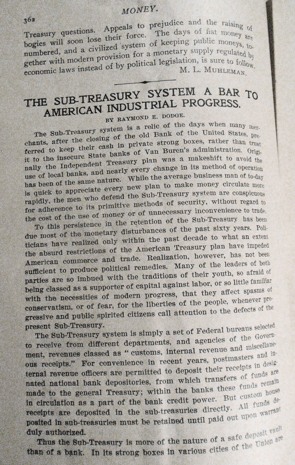 Money Magazine, June 1901. Greenbacks and Sub-Treasury vs. the Central Bank, etc