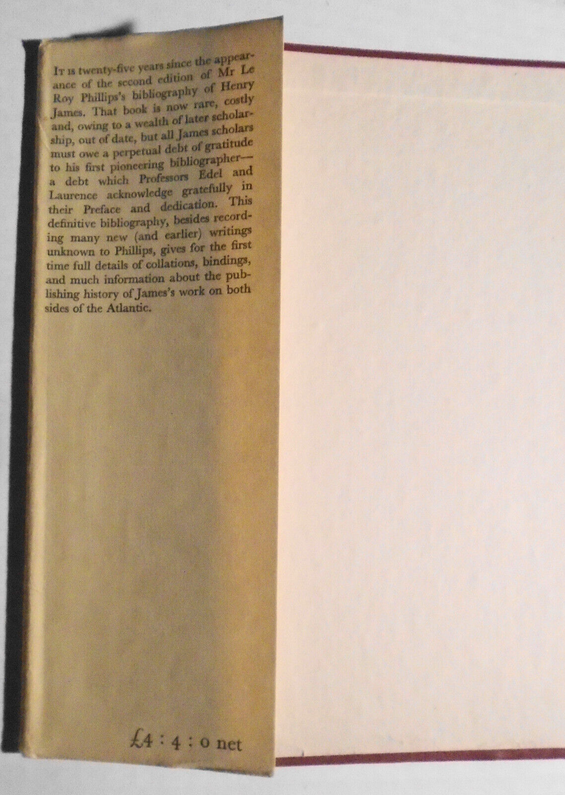 A Bibliography of Henry James by Leon Edel & Dan Laurence 1st edition 1957 HC/DJ