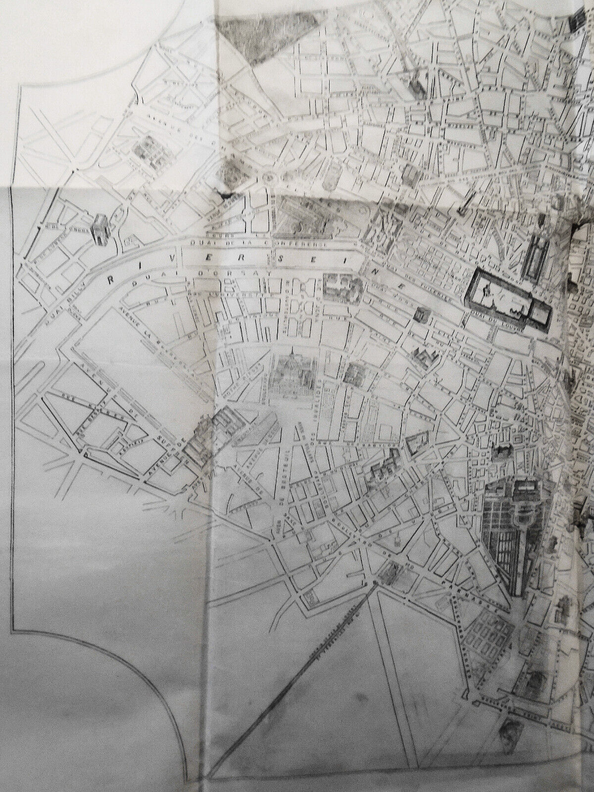 1855 Map of Paris  with Latest Improvements - 32 X 22 inches. Original.