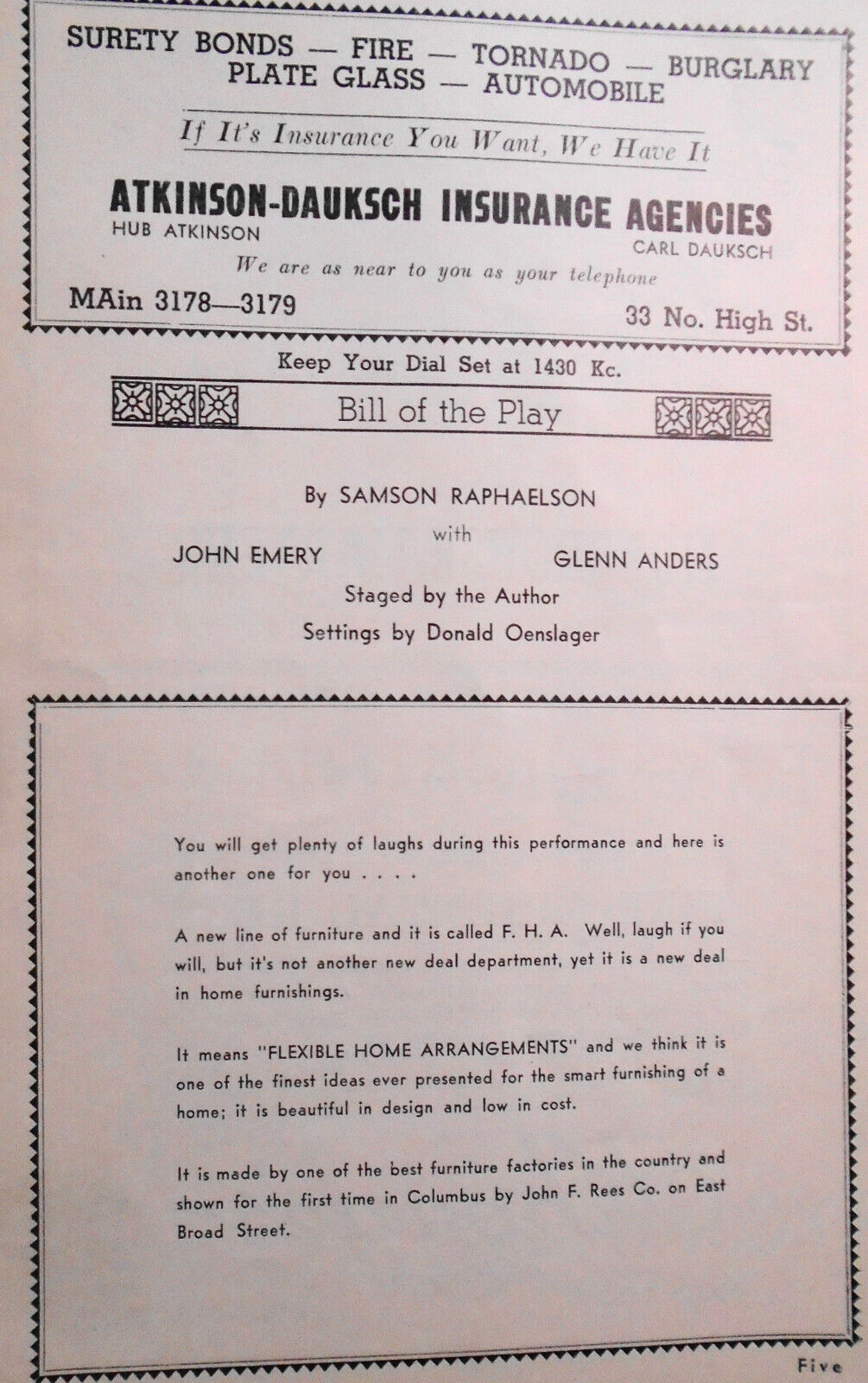1940 Gertrude Lawrence in Skylark - Hartman Theatre, Ohio + Katharine Hepburn...