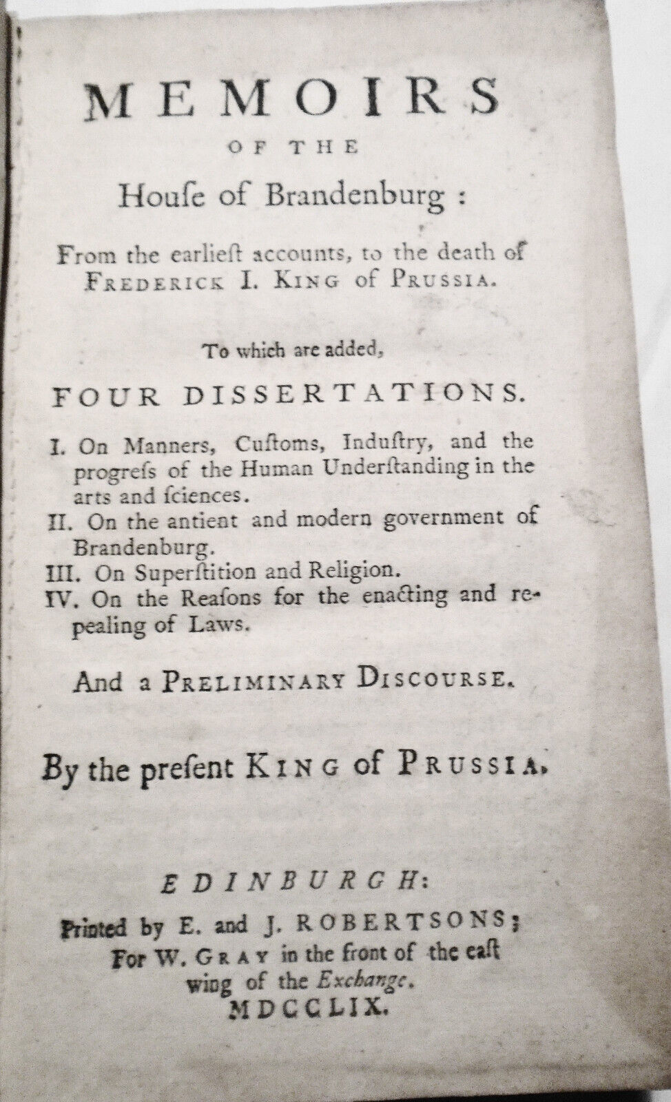 1759 Memoirs of the house of Brandenburg