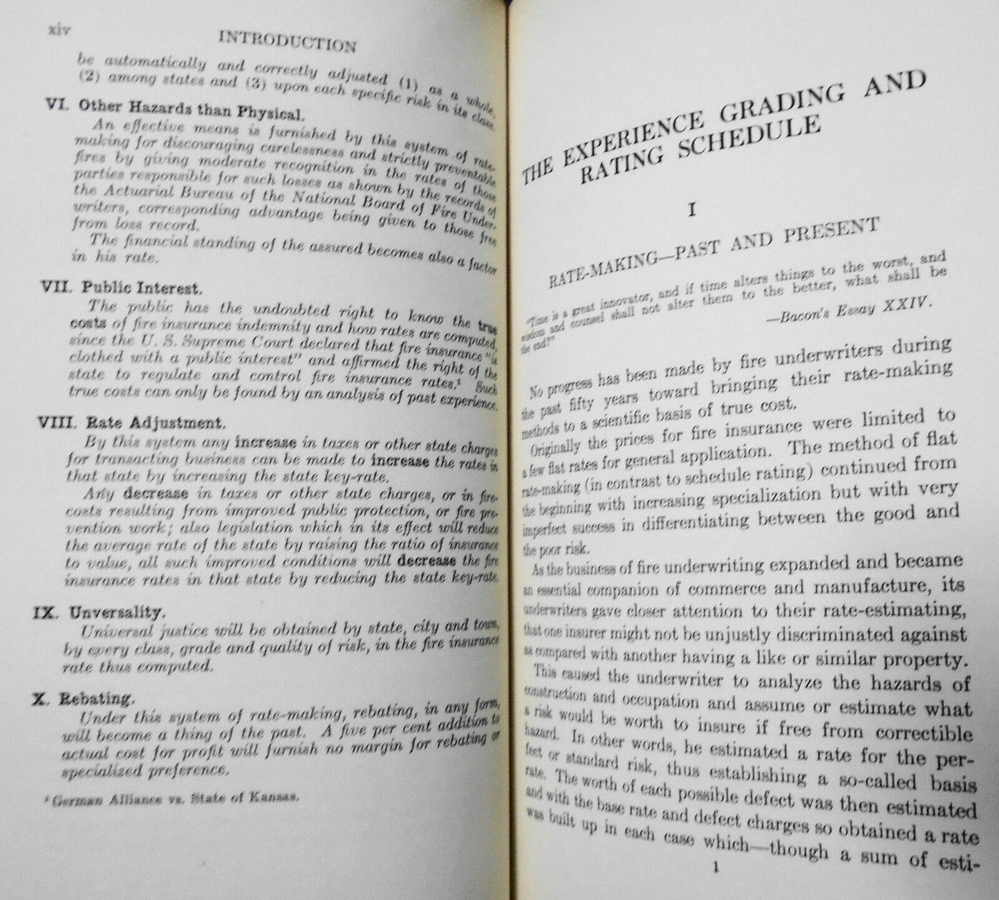 The Experience Grading And Rating Schedule By E G Richards. 1921. Fire insurance