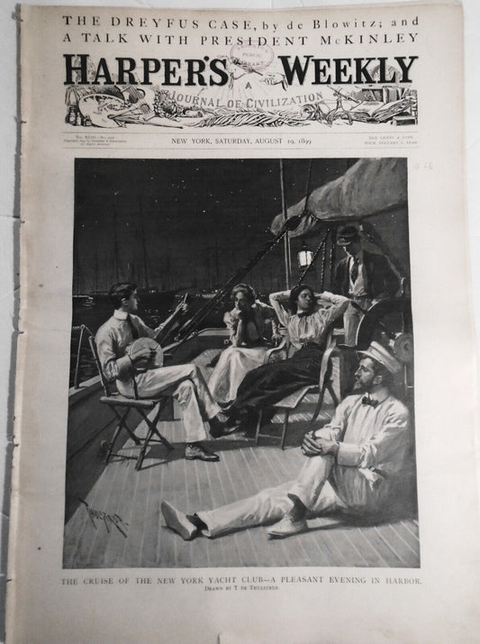 Harper's Weekly August 19, 1899 - A Negro Wedding, Dreyfus Case, Automobiles etc