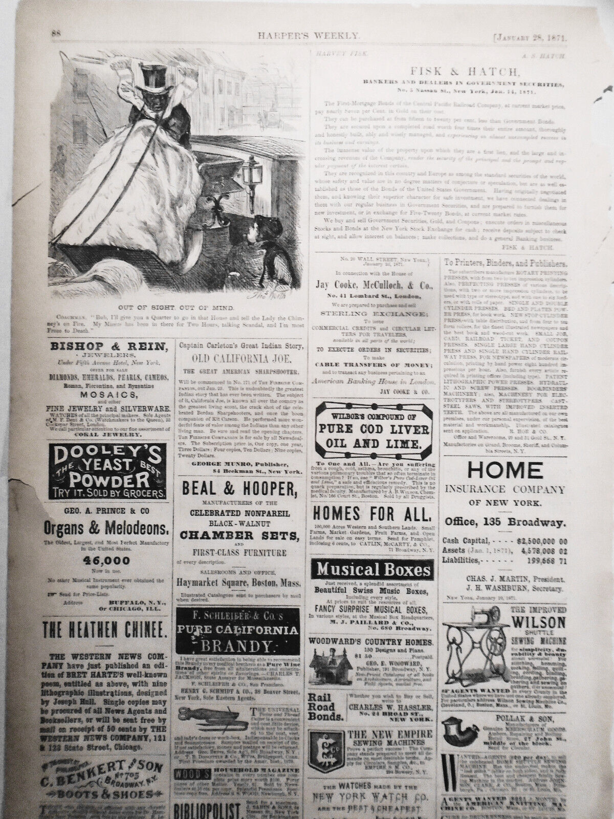 Out Of Sight, Out Of Mind. Harper's Weekly, January 28, 1871