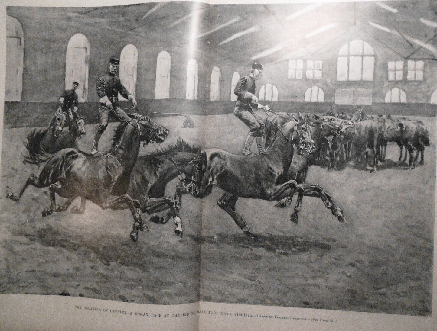 Harper's Weekly  April 2, 1898 - Original Remington - Training Cavalry; Cuba etc