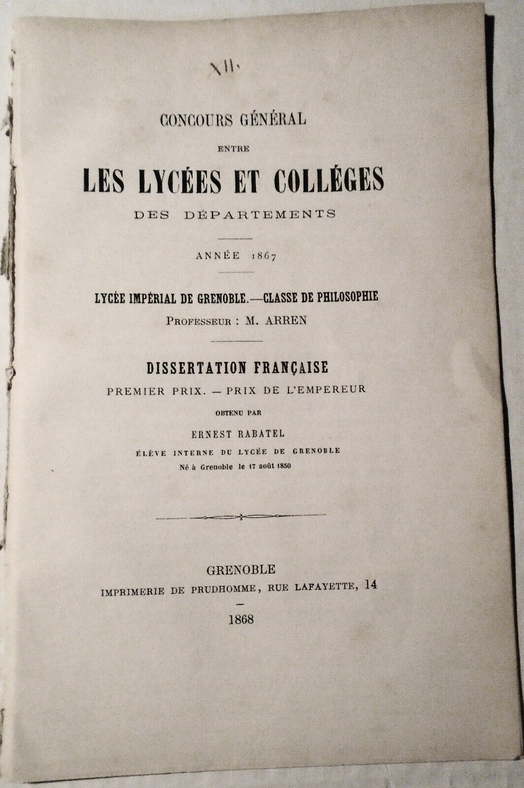 Dissertation... premier prix. Caracteres et principaux effets de l'habitude 1868